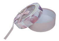 Boîte cadeau élégante en papier couché, personnalisée, de haute qualité, ronde, avec motif de rose, pour la Saint-Valentin
