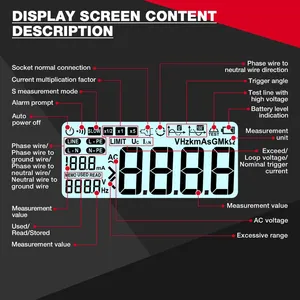 เครื่องทดสอบสวิตช์ป้องกันไฟรั่ว HEDAO HT5910 จอ LCD ดิจิตอล วัดค่าความต้านทาน RCD/Loop บันทึกข้อมูลได้ 1000 รายการ โวลต์มิเตอร์ IP55 440V - Product Image 2