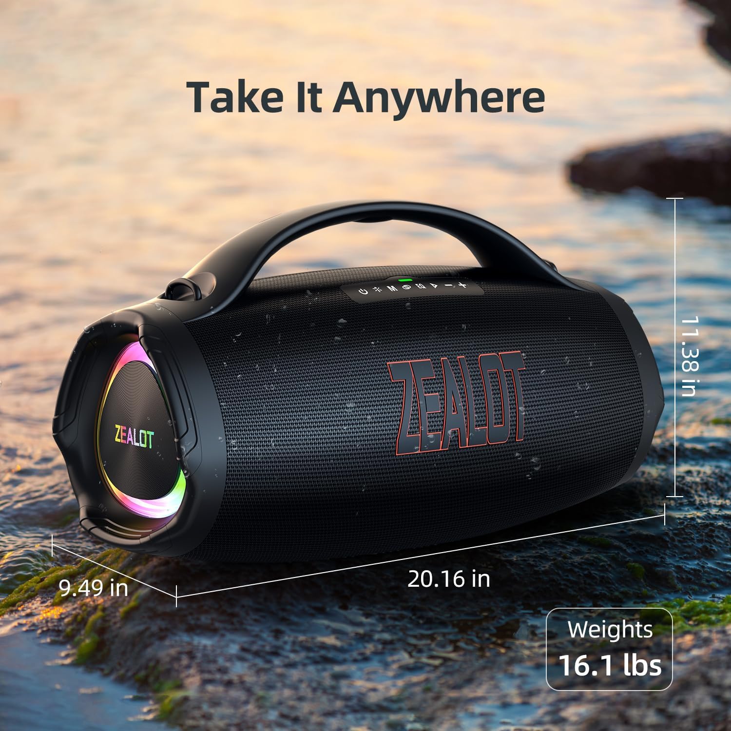 ZEALOT 2025 Portable for Bluetooth Speaker IPX6 Waterproof