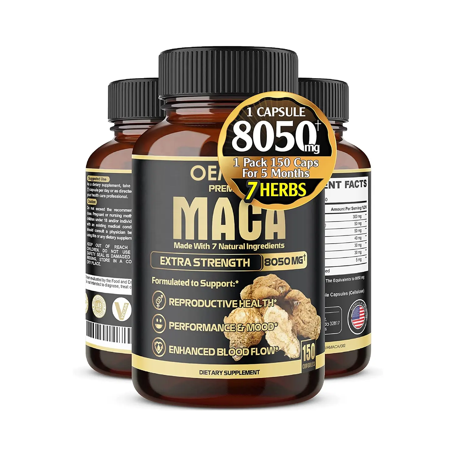 Black Maca Capsules Private Label Hüften und Po Enhancement Pillen Black Sunfood Extrakt Kapseln OEM Pillen ODM Black Maca