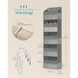 Over The Door Organizer 5 Tier Hanging Storage <b>Shelf</b> Foldable Transparent Closet Storage Rack For Behind Doors And - Product Image 4