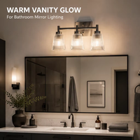 Lampe miroir murale moderne en nickel, fer et verre avec LED blanc chaud, installation facile pour l'éclairage de la salle de bain