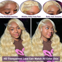 Perruques Lace Front en Cheveux Humains Remy Brésiliens Ondulés Couleur 613, Perruque en Cheveux Humains Bouclés Bruts Vietnamiens HD Transparent, Vente en Gros