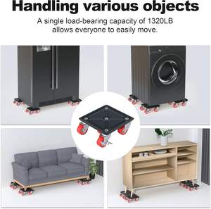 Vierkante meubelwagen 1500 lbs draagvermogen, koolstofstalen paneel, meubelverhuizer met vergrendelbare rubberen wielen, meubelheffer - Product Image 6