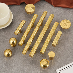 Handmade Brass Wardrobe <strong>Handle</strong> <strong>Light</strong> Luxury Textured <strong>Handle</strong> for Drawer Cupboard Modern Hammered Furniture Door <strong>Pull</strong> T Bar - Product Image 2
