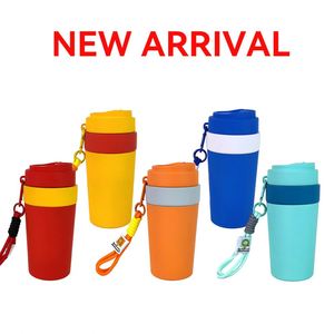 Botella de Agua de Plástico Reutilizable de 500 ml, Aislada, con Cordón, a Prueba de Fugas, Compatible con Portavasos de Auto, para Deportes - Product Image 2