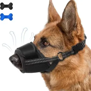 애완 동물 액세서리 편안한 메쉬 부드러운 원단과 조절 가능한 스트랩 짖는 소리 및 씹는 개 총구 방지