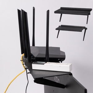 Adjustable Wall Mount Storage Rack For <b>Router</b> Set Top <b>Box</b> Wi Fi Black Rectangular One Layer Electronic Device Holder - Product Image 1