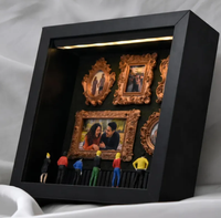 Cadre photo 3D style musée, boîte à ombre noire, vitrine murale avec figurines miniatures pour la décoration intérieure