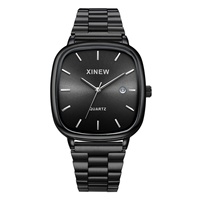 Reloj de Lujo para Hombre, de Acero Inoxidable, Moderno, Simple, Cuadrado, de Cuarzo, para Negocios y Uso Diario