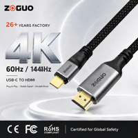 Cable HDMI 4K Tipo C Macho a Macho, Trenzado de PVC con Conductor de Cobre Desnudo, 0.5-15m, para Cine en Casa y HDTV