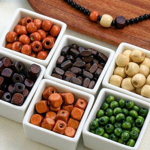 10 pièces/sac Perles d'espacement en bois massif, étoile, lune, Bodhi, perles rondes à grand trou pour bracelet et collier faits à la main - Product Image 3