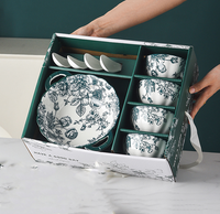 Ensemble cadeau chaud sous vitrage nouvellement conçu cuisine soupe de riz servant des bols de fleurs en céramique ensemble maison et cuisine