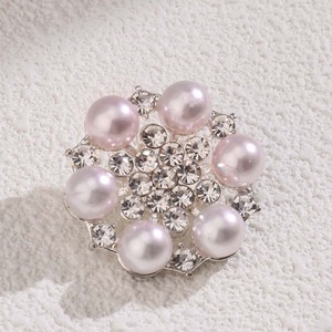 Broches en alliage de zinc avec perles florales, rondes, blanches, roses, dorées, ornées de strass, bijoux unisexes, cadeau, boucle - Product Image 3