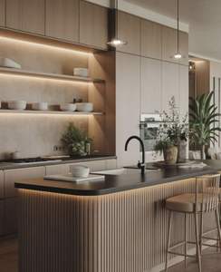 CBMmart Modern Akıllı Mutfak Dolapları, Dokunmatik Sensörlü Açılış Özellikli, Teknolojiye Uygun Ev Sahipleri İçin Masif Ahşap Mutfak Dolabı - Product Image 4