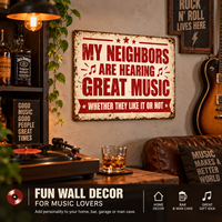 Plaque en métal musicale amusante, effet vieilli, style rétro, pour décoration de Man Cave, jardin, bar, garage, café, murs - My Neighbors Are