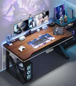 Bureau d'ordinateur en métal, table de jeu à domicile, ensemble <span class=keywords><strong>chaise</strong></span> et bureau, surface en bois, montage facile, style minimaliste moderne, chambre/bureau, idéal pour la location, fabriqué à Shanghai - Product Image 5