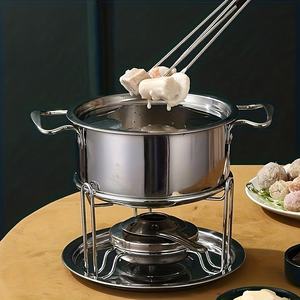 Marmite à <span class=keywords><strong>fondue</strong></span> multifonction en acier inoxydable épaissi pour fromage, chocolat et <span class=keywords><strong>fondue</strong></span> chinoise. Facile à nettoyer, détachable - Product Image 6