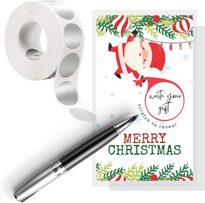 รวมสติ๊กเกอร์เงินรอบรอยขีดข่วนสำหรับวันหยุดคริสต์มาสบัตรคูปองลูกค้าแบบ DIY เขียนในส่วนลดของคุณเอง - Product Image 1