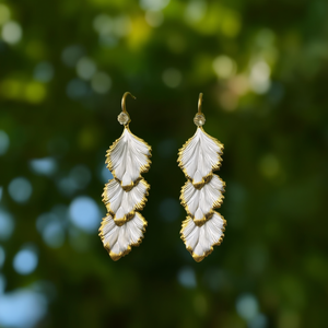 Boucles d'oreilles pendantes tendance en acier inoxydable 316L plaqué or PVD, design feuille durable et résistant - Product Image 3