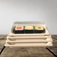 Récipients de cuisine jetables personnalisés Boîte d'emballage biodégradable pour sushi alimentaire en pulpe de canne à sucre