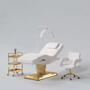 Lit de massage électrique à 4 moteurs noir et rose de luxe pour salon de beauté, réglable pour le visage, les extensions de cils - Product Image 3