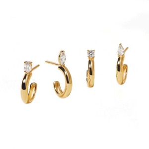 Gemnel 925スターリングシルバーダイヤモンドフープイヤリング女性用 - Product Image 1