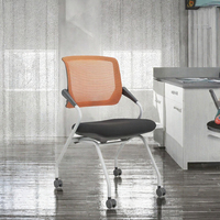 Chaise de bureau ergonomique en maille pivotante pour visiteurs, siège de conférence contemporain sur roulettes
