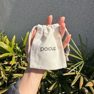 Custom Logo Printed Natural Color Cotton Fabric Gift <b>Pouch</b> Small Cotton <b>Drawstring</b> Bag for Promotion & Packaging - Product Image 4