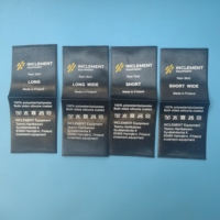 Étiquettes de soin pour vêtements en satin noir avec logo imprimé personnalisé et instructions de lavage
