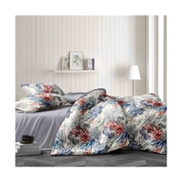 100% polyester tissu 130GSM maison housse de couette ensemble avec fleur imprimé couvre-lit 130GSM