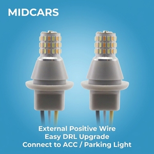 Mini ampoule LED G18 RY10W bicolore blanc ambre avec fil positif pour conversion de feux de jour et clignotants de moto - Product Image 1
