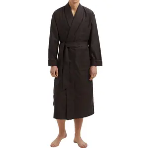 新款秋冬男士棕色格子棉宽松保暖晨衣男士浴袍舒适睡衣