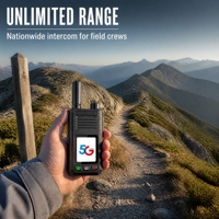 Vente en gros de talkies-walkies longue portée Hyremotek 5G POC, interconnexion nationale, batterie 8800 mAh, boîtier robuste en alliage d'étain