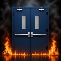 Porte en acier à double battant certifiée WH, résistante au feu pendant 180 minutes, avec barre de poussée pour évacuation d'urgence, porte métallique pour bâtiment commercial