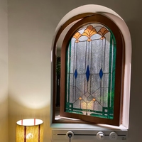 Fenêtre et porte à battant double vitrage trempé coloré, à manivelle, de style arqué français, avec grilles, étanches, pour chambre à coucher