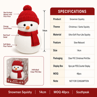 Southpeak Toy Snowman Squishy Ultra Soft Flour Fill Slow Rebound Christmas Toy Stress Relief 14cm PVC Box PDQ Display OEM WS