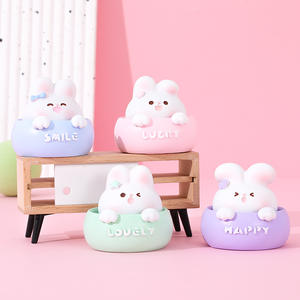 Ornements de Bobblehead de Lapin Super Mignon Créatif Style Feng Shui Écologique pour les Filles de Bureau de Voiture Cadeaux d'Affaires <span class=keywords><strong>Occasion</strong></span> du Nouvel An - Product Image 2