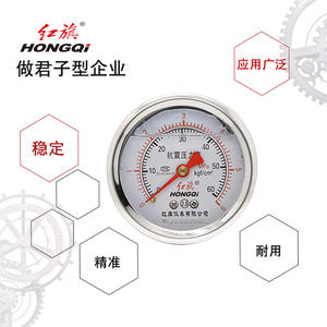 เกจวัดแรงดันแบบอนาล็อก HONGQI ขนาด 60 มม. -0.1-60MPa ป้องกันการกระแทก บรรจุน้ำมัน ข้อต่อ M14*1.5 - Product Image 1