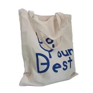 Custom Logo Printed Large Natural Cotton Canvas Shopping Tote Bag Durable Reusable For Gifts Promotional And Affordable