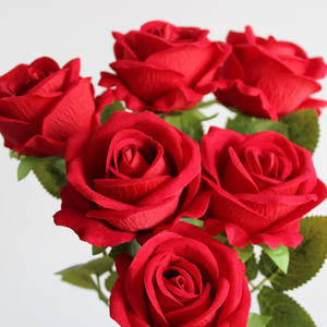 Wholesale Cheap Faux <strong>Floral</strong> Red Velvet Rose Artificial Silk Flower for Wedding Christmas Halloween Graduation Mother's Day Decor - Product Image 3