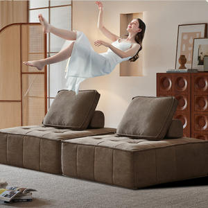 Divano Modulare Quadrato dal Design Moderno con Cuscini Multifunzionali per Spazi Piccoli, Soggiorno e Camera da Letto, Divano in Tessuto Compresso Interamente in Spugna - Product Image 5