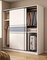 Armoire coulissante en mélamine, style moderne minimaliste, tiroirs multicouches, poignées métalliques, meuble de rangement pour chambre à coucher, pour la maison