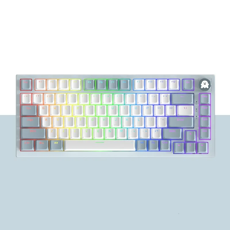 Teclado mecánico para juegos con perilla para Mac y PC Kit de teclado inalámbrico RGB Buena calidad de sonido con efectos de luz RGB