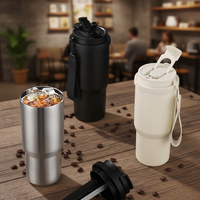 Nouveau gobelet à café en acier inoxydable à double paroi, avec couvercle à double fonction, gobelet isotherme sous vide, mug à café de voyage avec infuseur à thé