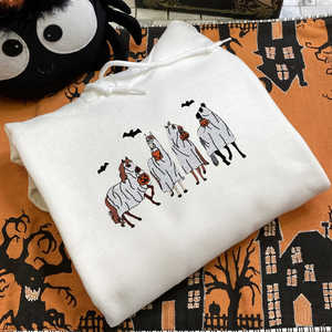 Sweat-shirt fantôme 3D brodé pour amoureux des chevaux ou sweat à capuche hiver et automne tissu tissé avec logo avant idée cadeau Halloween - Product Image 3