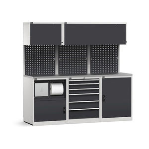 Fami GARAGE092 mobiliario de taller modular con tapa de acero inoxidable, 2142x640x2000mm - Product Image 1