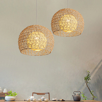Abat-jour en osier post-moderne, éclairage de cuisine style farmhouse, lampes suspendues, abat-jour en rotin et bambou, lustre LED