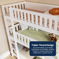 Literas triples para niños, litera alta, resistente, duradera, resistente, acogedora, elegante, diseño de ahorro de espacio para la escuela de la sala de estar