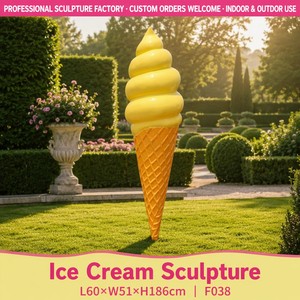 F038 Scultura Gigante in Fibra di Vetro a Forma di Gelato Giallo, Statua Personalizzata a Grandezza Naturale in Resina, Decorazione Commerciale per Esterni, Centri Commerciali e Negozi di Dolci - Product Image 1